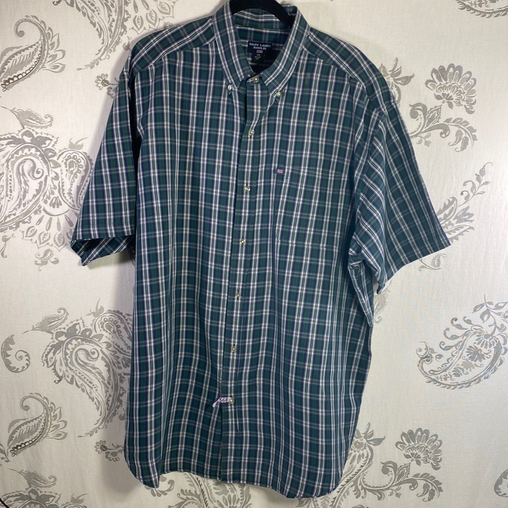 Ralph‎ Lauren Jeans Company short sleeve shirt. Green Plaid